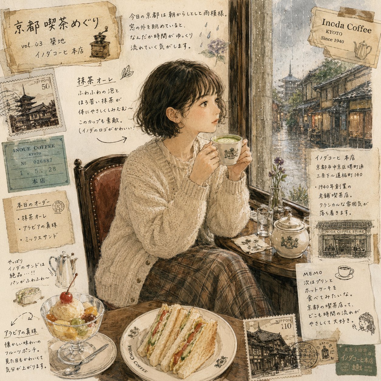 京都喫茶手账插画 案例